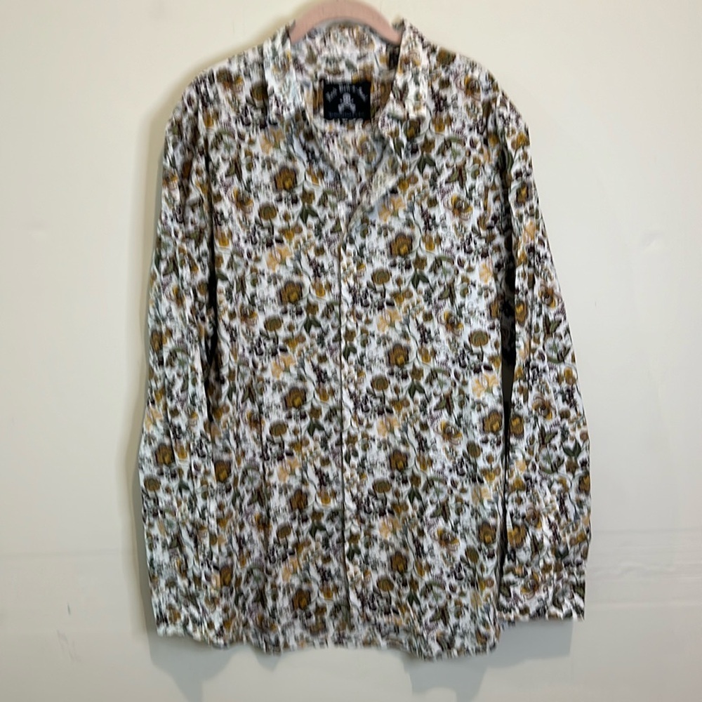 NWT Rock Roll N Soul white paisley print button down shirt size 2XL